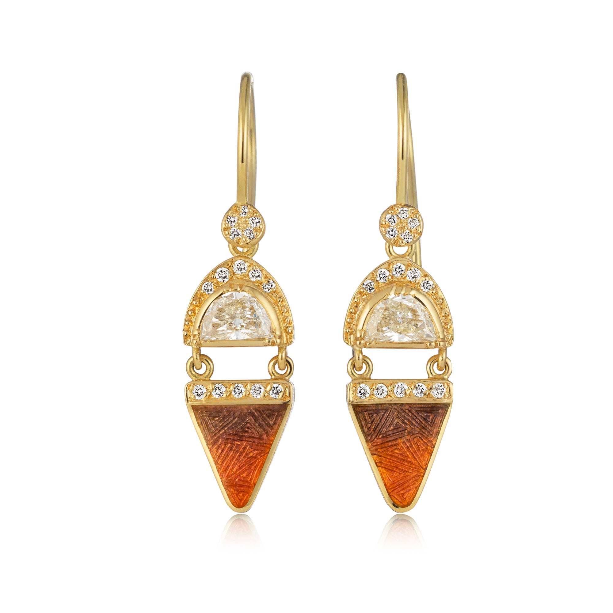 Nefertiti Diamond Enamel Earrings