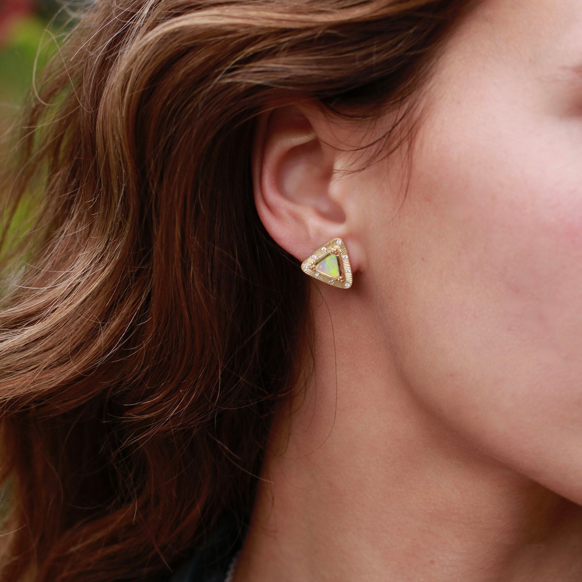 Pyramid Starlight Opal Stud Earrings