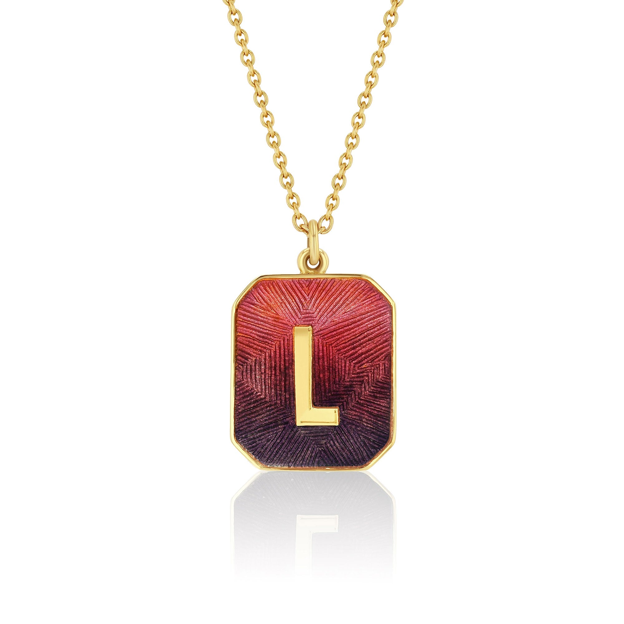 18k gold Small Alphabet Sunset Enamel Letter Necklace by Los Angeles fine jewelry designer Brooke Gregson handmade in London