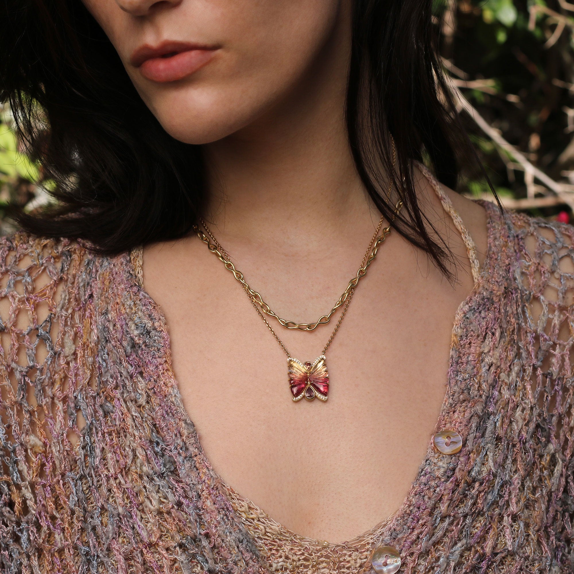 Butterfly Tourmaline Sapphire Necklace