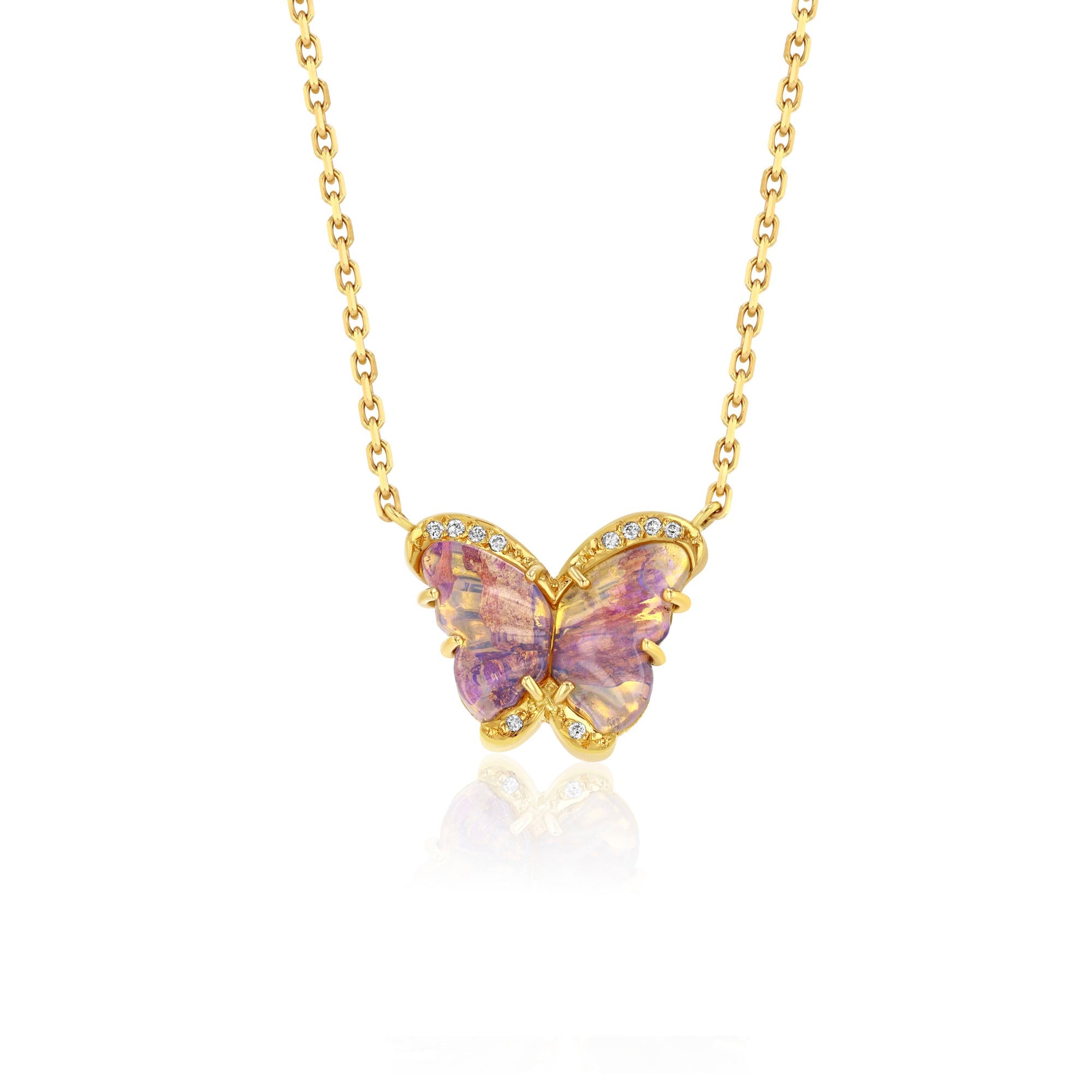 日本未入荷 Copping Zone - Pink Opal Butterfly Necklace Dainty Pink Opal Butterfly Necklace | Caitlyn Minimalist