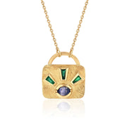 Emerald Sapphire Lock Necklace