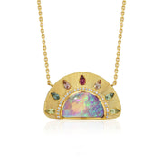 Australian Opal Sapphire Stargaze Engraved Necklace