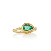 One of a kind 18 gold Emerald ring with Diamond from fine jewelry designer Brooke Gregson handmade in London.