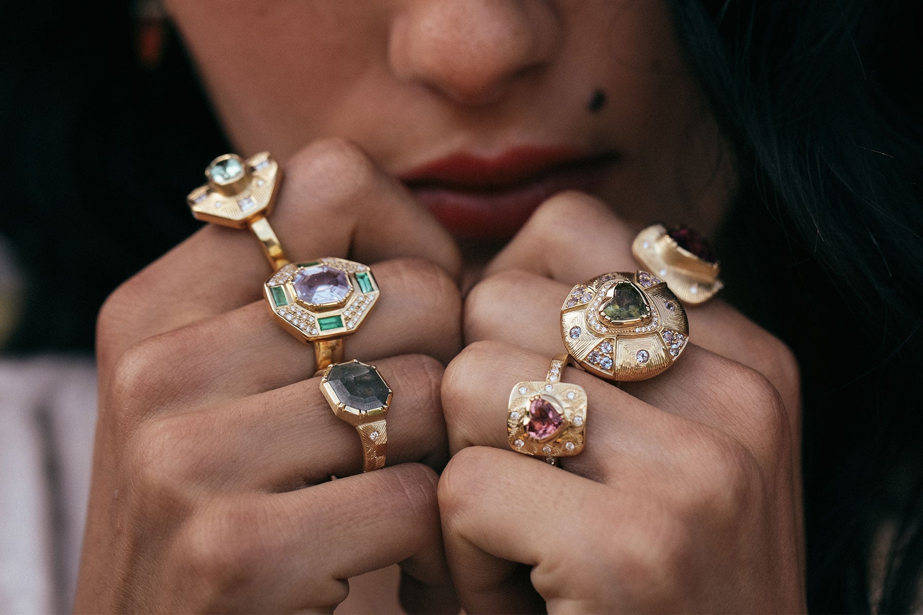 Gemstones 凛 Gemstone & Diamond Cage Band – Lindsey Leigh Jewelry