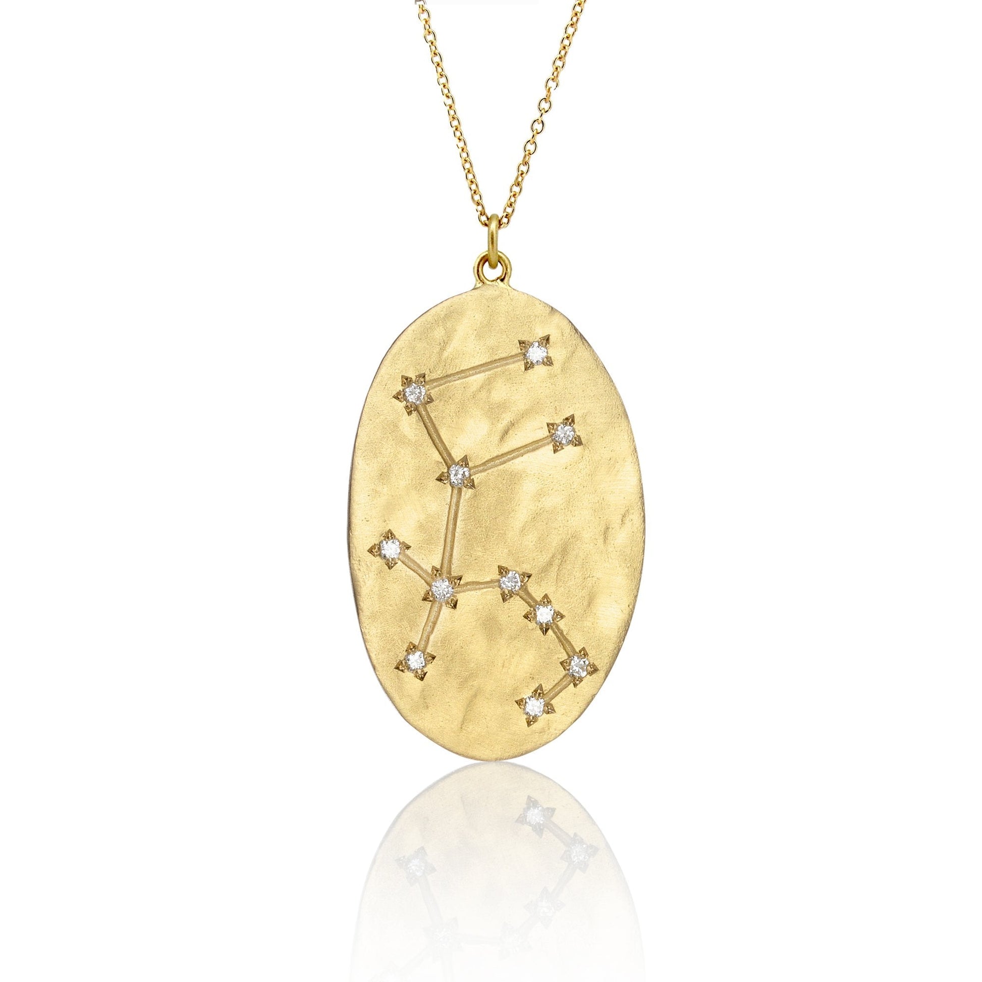 Hand made in Los Angeles Brooke Gregson 14k gold Aquarius Zodiac Astrology Diamond Star Sign Necklace