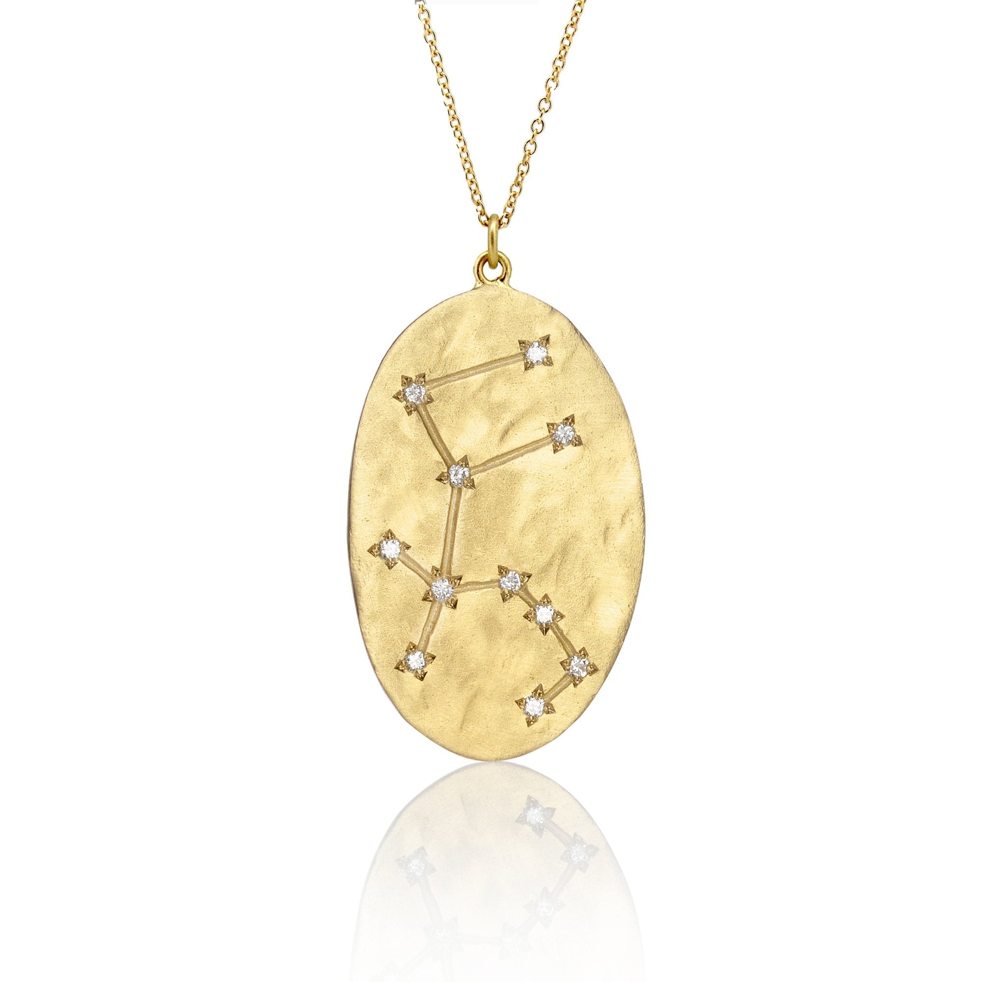 Hand made in Los Angeles Brooke Gregson 14k gold Aquarius Zodiac Astrology Diamond Star Sign Necklace