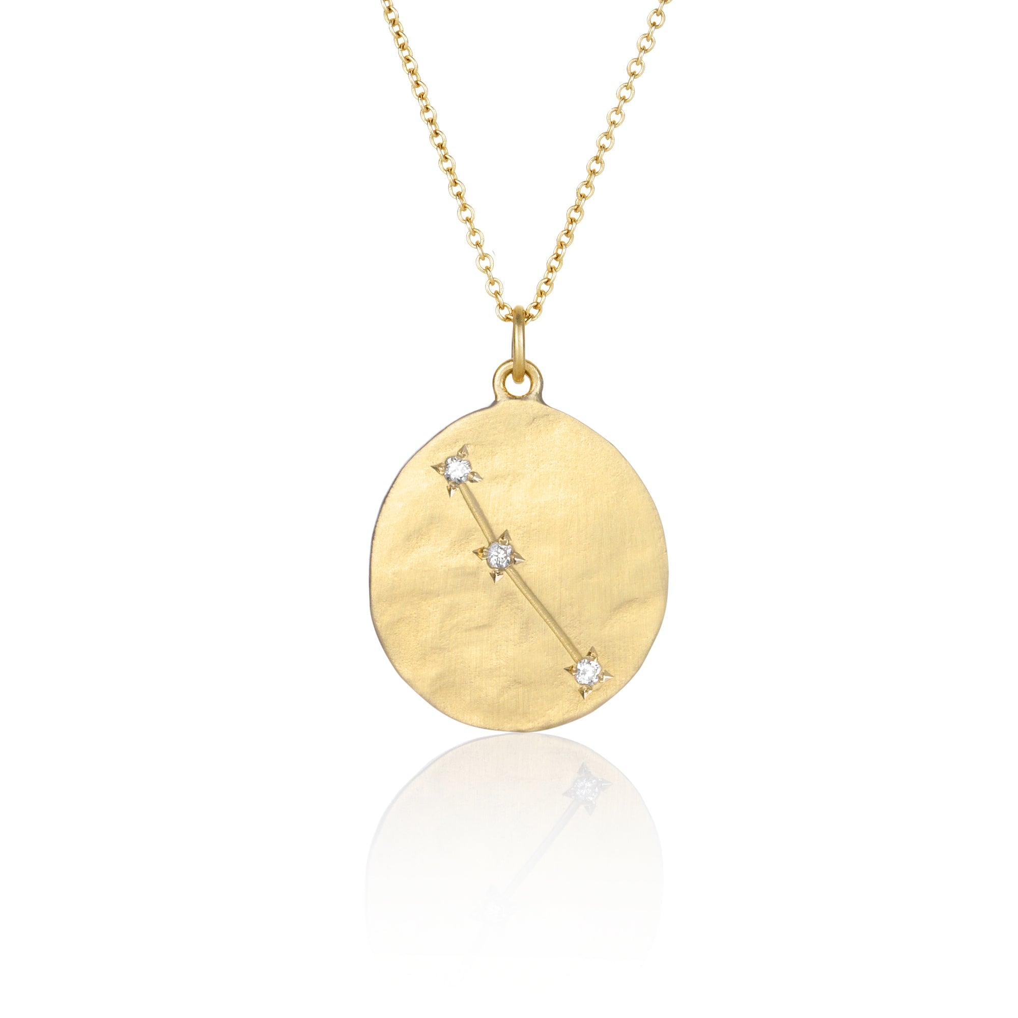Hand made in Los Angeles Brooke Gregson 14k gold Aries Astrology Necklace with  Diamond Star Sign constellation