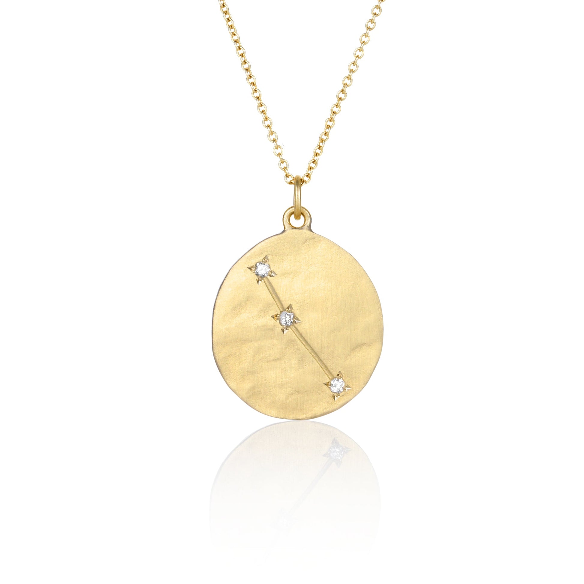 Hand made in Los Angeles Brooke Gregson 14k gold Aries Zodiac Diamond Star Sign Necklace