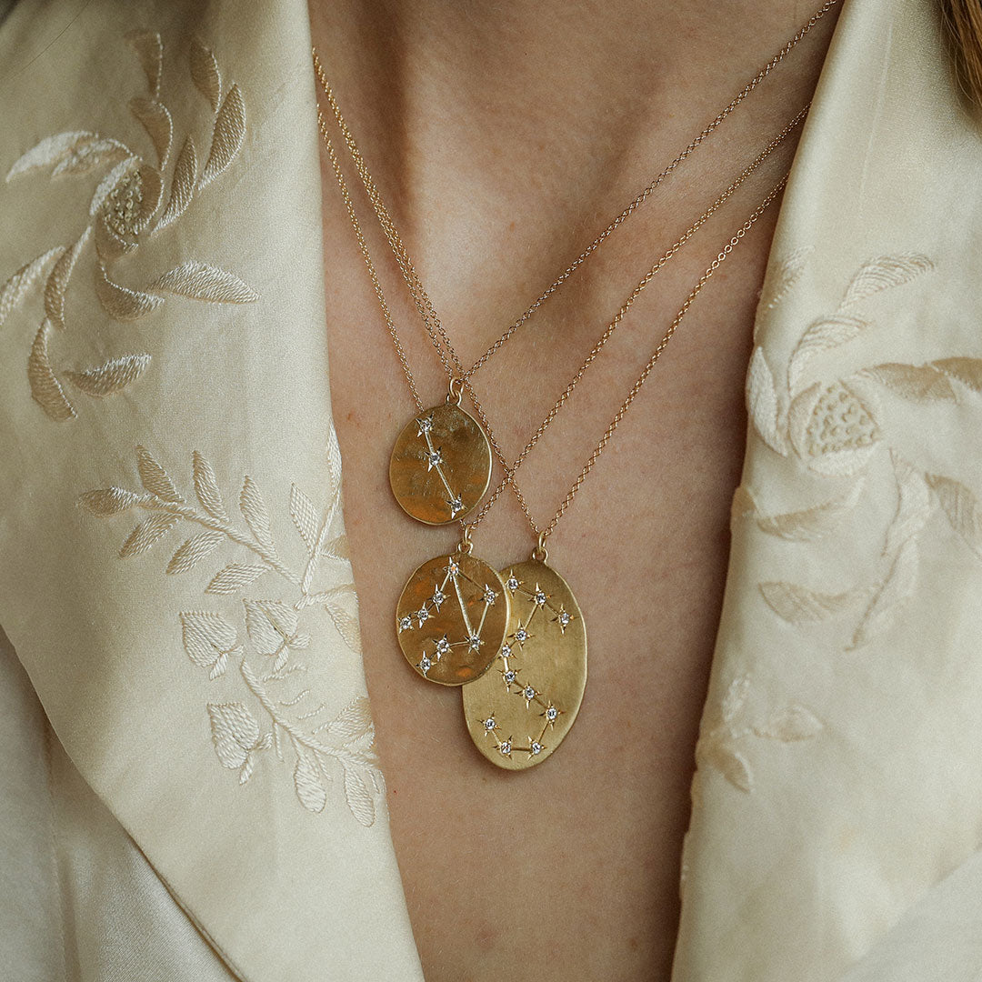 Brooke Gregson's unique astrological fine jewelry, an exquisite one-of-a-kind gemstone creation, handcrafted by the Los Angeles designer.