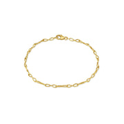 18k gold chain link bracelet on a white background