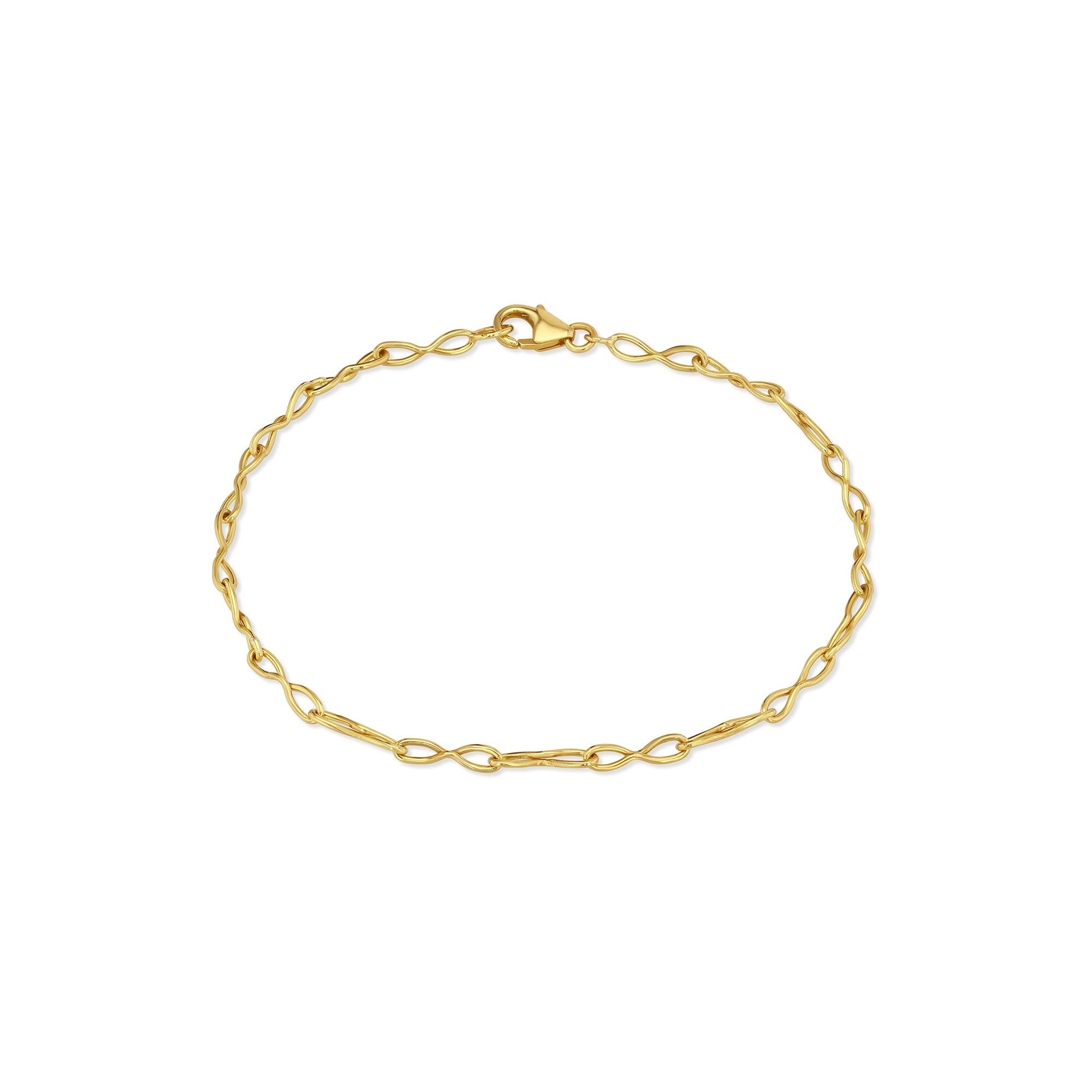 18k gold chain link bracelet on a white background