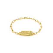 18k gold chain link bracelet with fish and diamond eye accent by Brooke Gregson Jewelry.