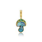 Boulder Opal Wisdom Emerald Tsavorite Mushroom Charm