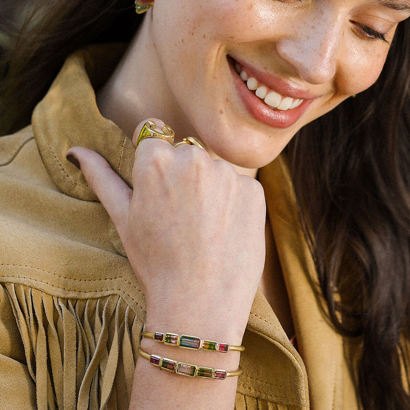 Bi Color Tourmaline Bauhaus Cuff