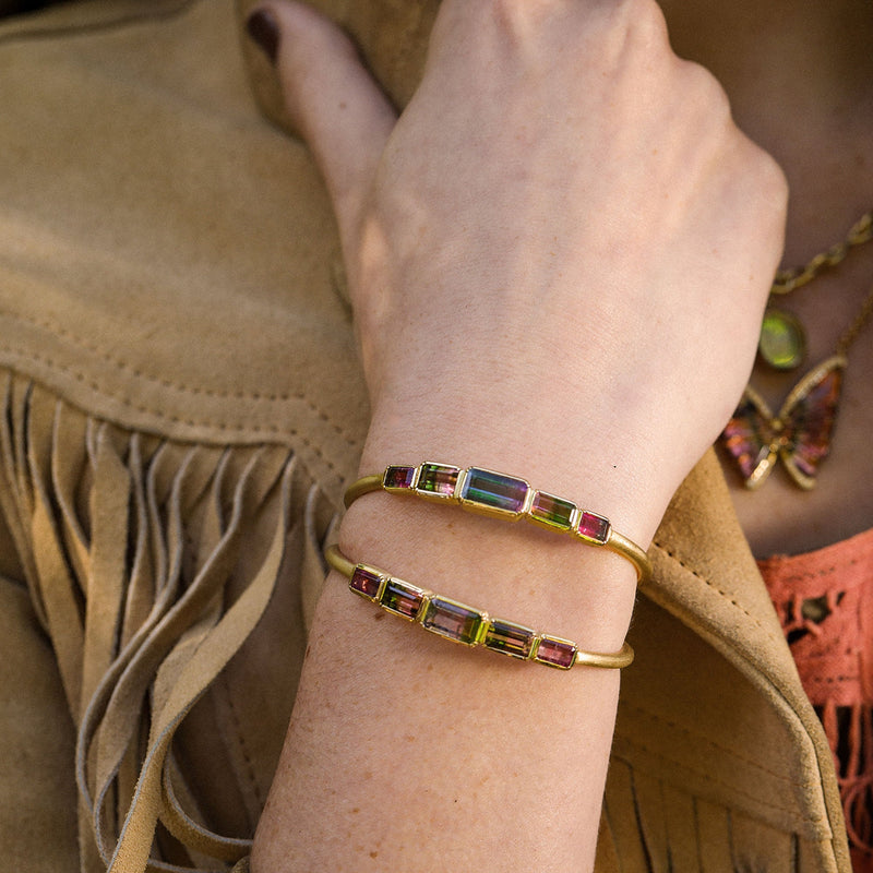 Bi Color Tourmaline Bauhaus Cuff