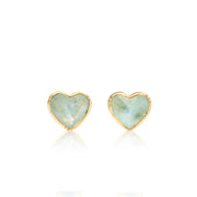 One of a kind Aquamarine heart stud earrings from fine jewelry designer Brooke Gregson handmade in London