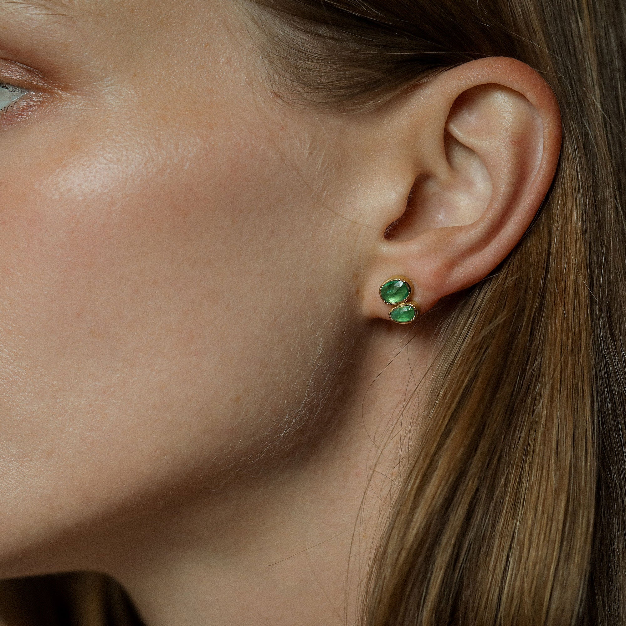 Double Orbit Emerald Earrings