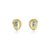 Orbit Halo Moonstone Diamond Earrings