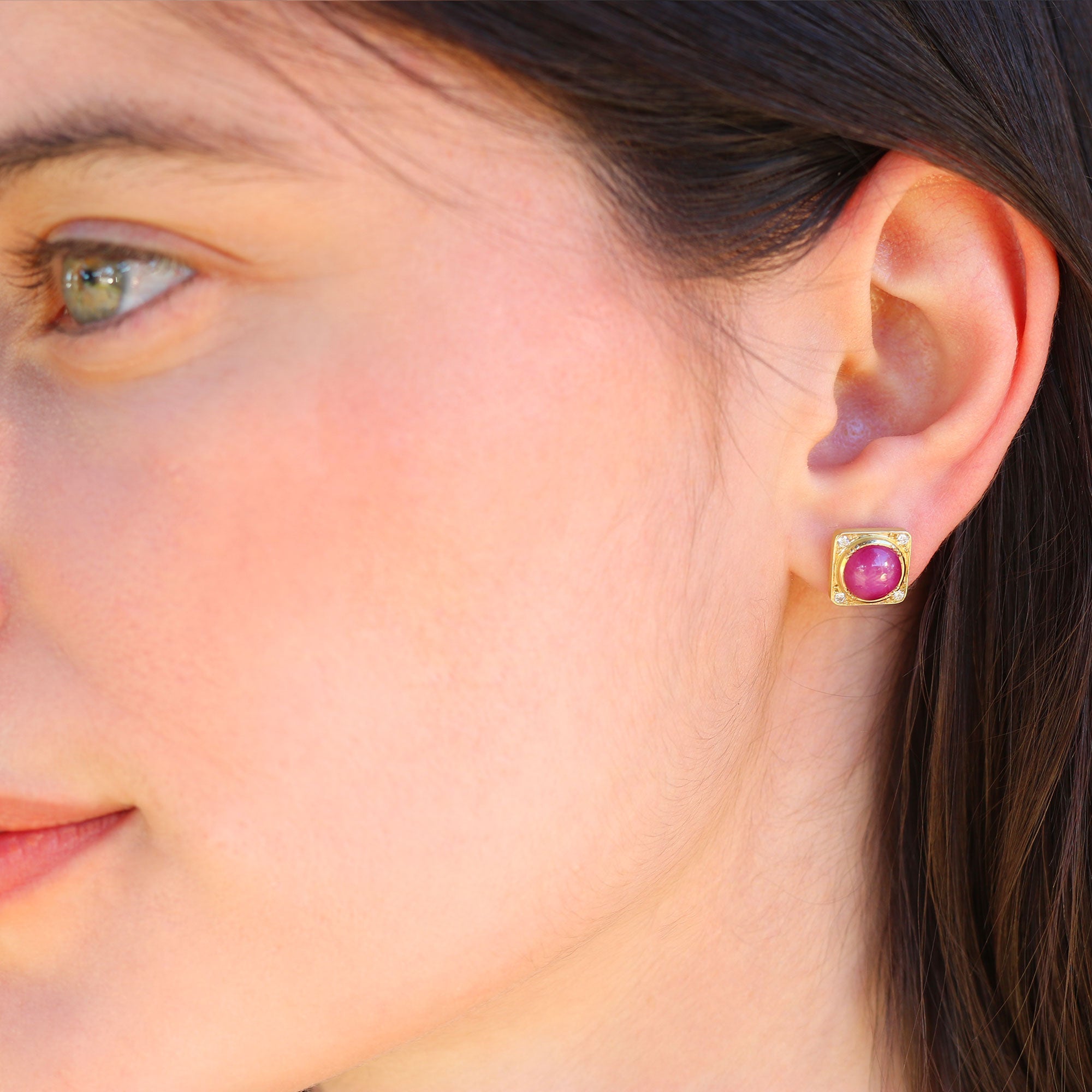 Ruby Orbit Halo Earrings