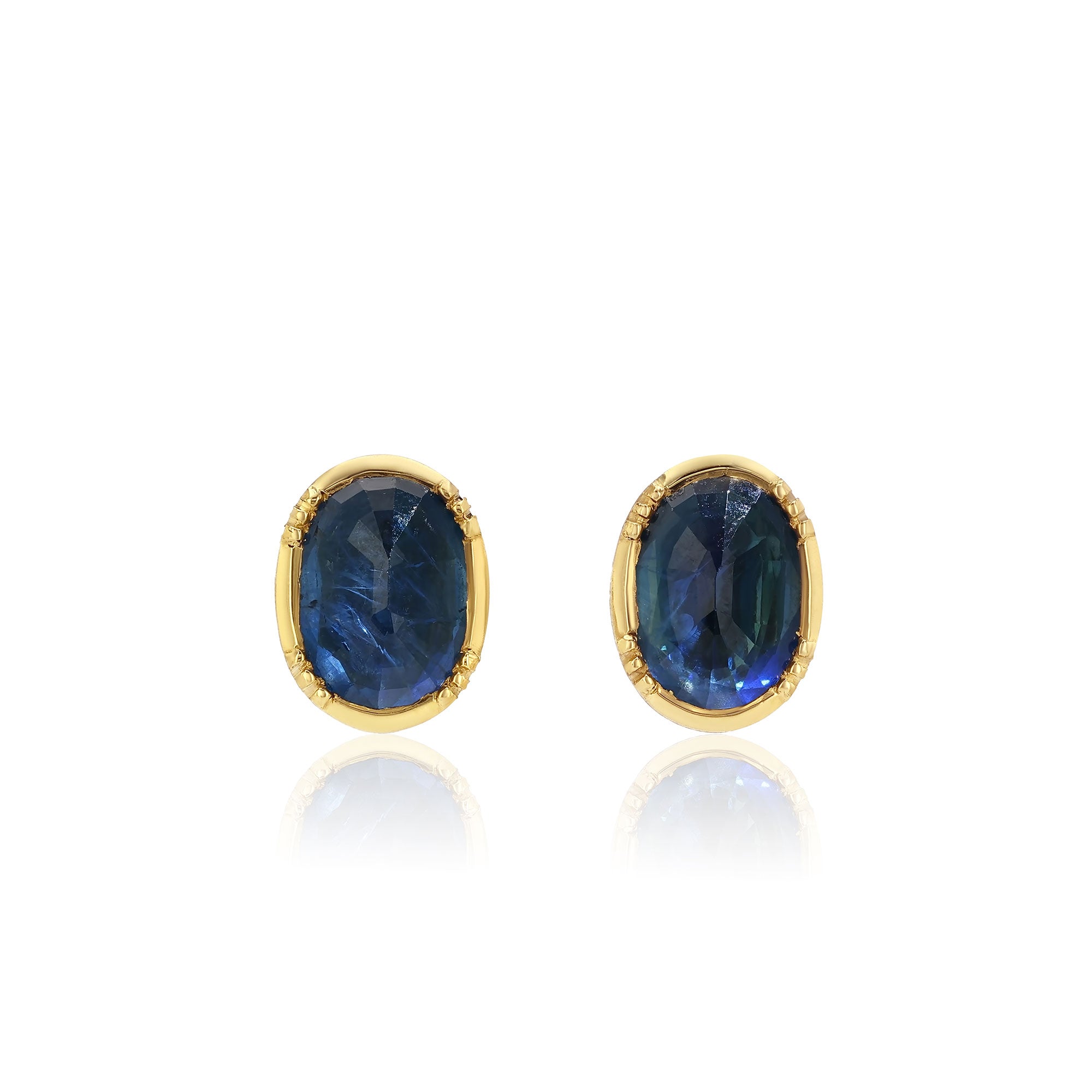 Blue Sapphire Orbit Stud Earrings