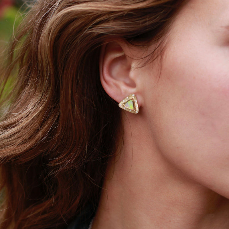 PYRAMID STARLIGHT OPAL STUD EARRINGS