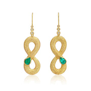 One of a kind 18k gold Emerald snake earrings with Diamond ear loop from Los Angeles designer Brooke Gregson fine jewelry handmade in London
