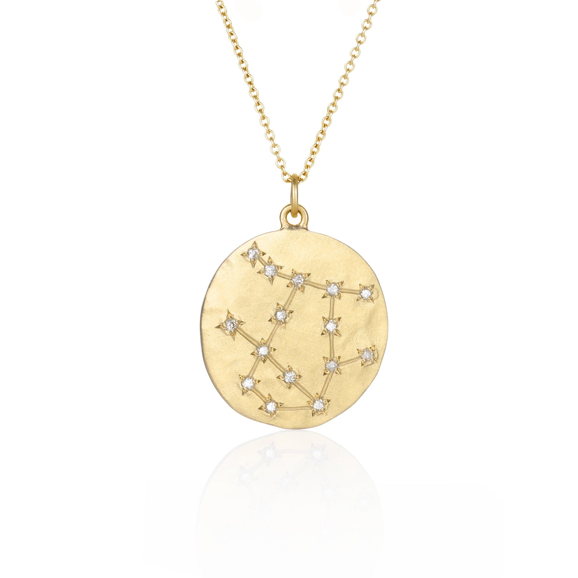 Hand made in Los Angeles Brooke Gregson 14k gold Astrology Zodiac Gemini Diamond Star Sign Necklace