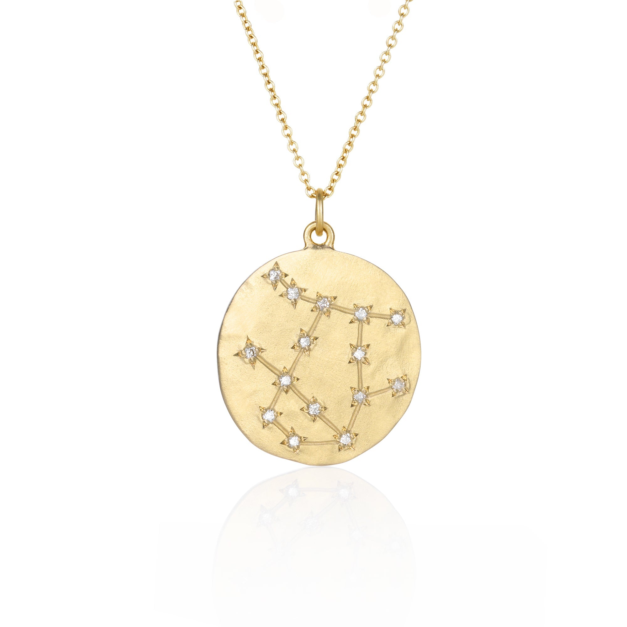 Hand made in Los Angeles Brooke Gregson 14k gold Astrology Zodiac Gemini Diamond Star Sign Necklace
