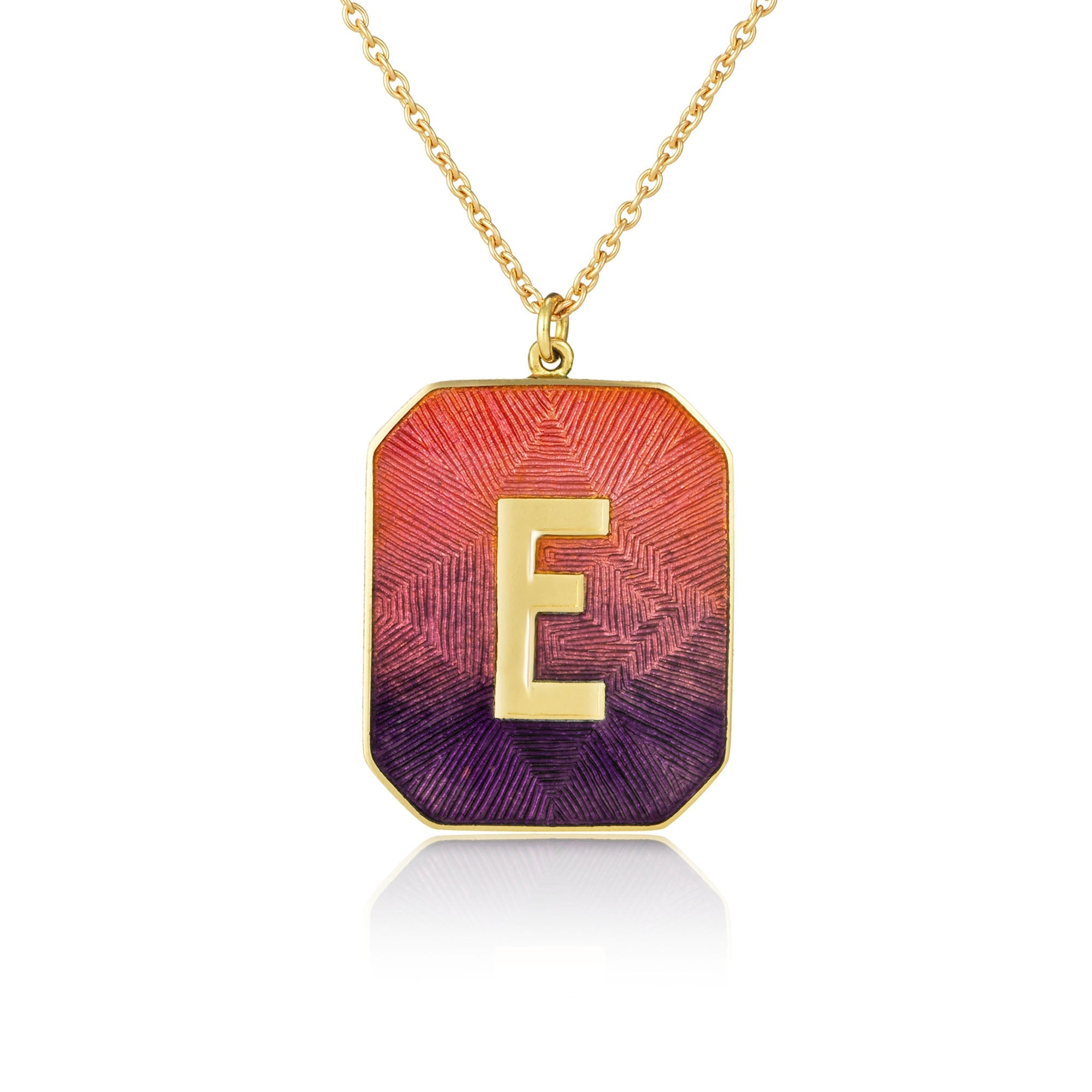 18k gold Alphabet Sunset Enamel Letter Necklace by Los Angeles fine jewelry designer Brooke Gregson handmade in London