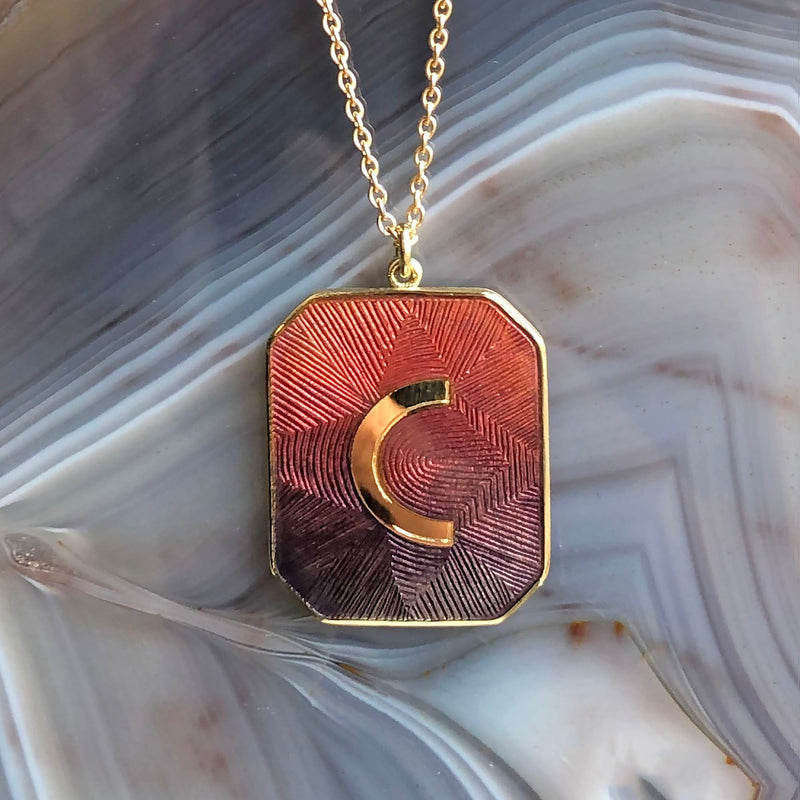 Alphabet Sunset Enamel Letter Necklace