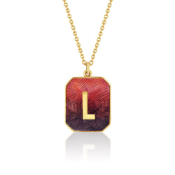 18k gold Small Alphabet Sunset Enamel Letter Necklace by Los Angeles fine jewelry designer Brooke Gregson handmade in London