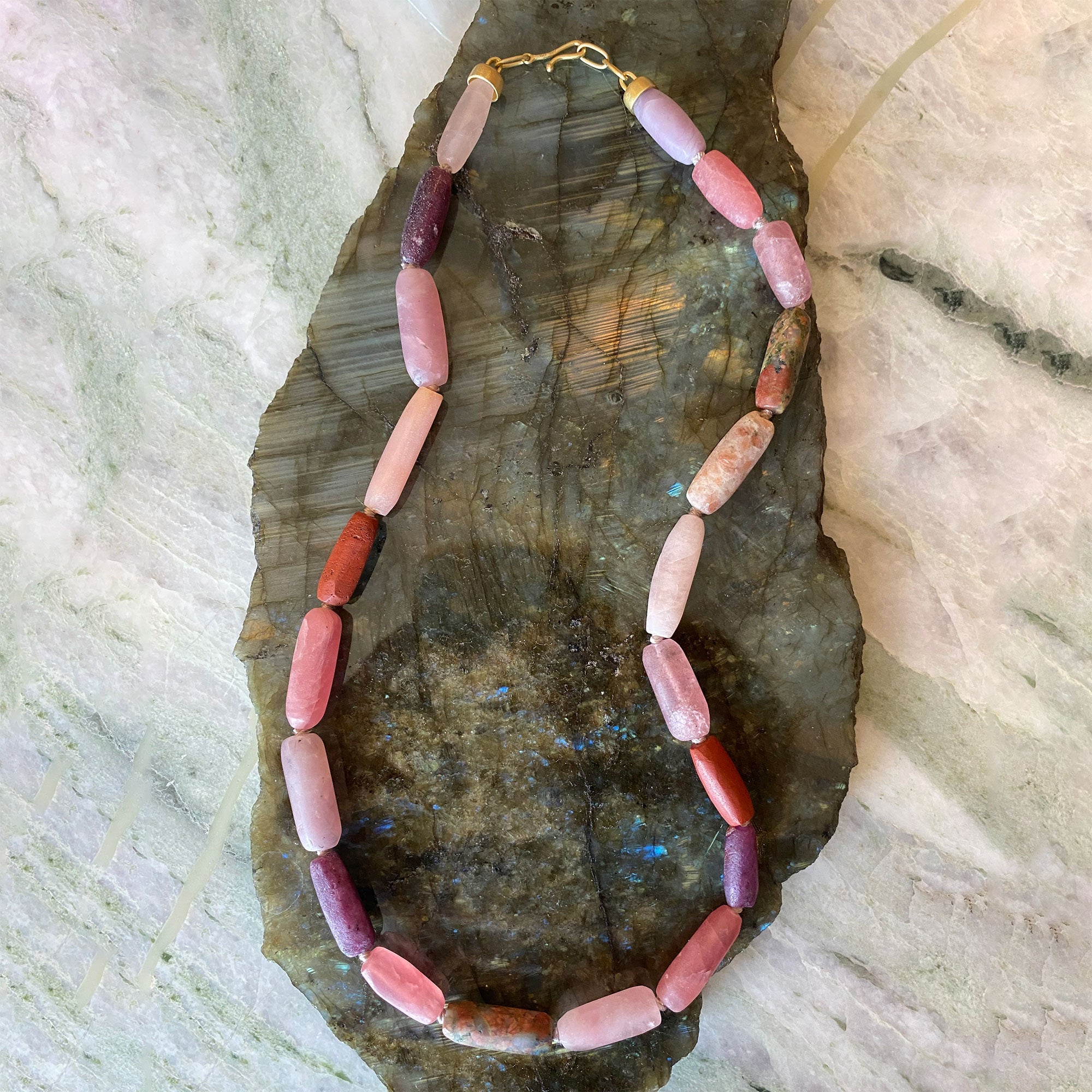 Hand honed beaded gemstone necklace from Los Angeles jewelry designer Brooke Gregson.