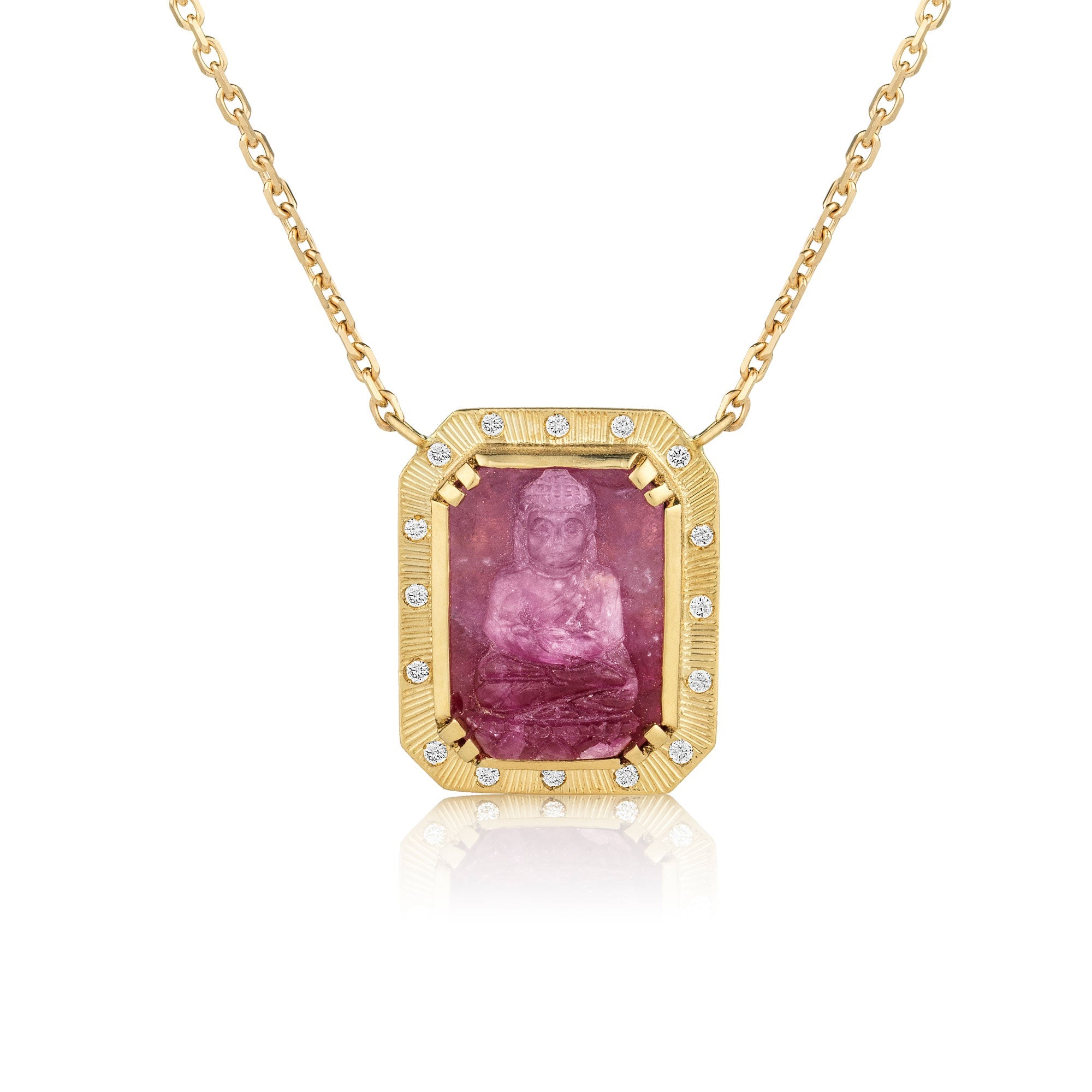 Buddah Engraved Ruby Necklace