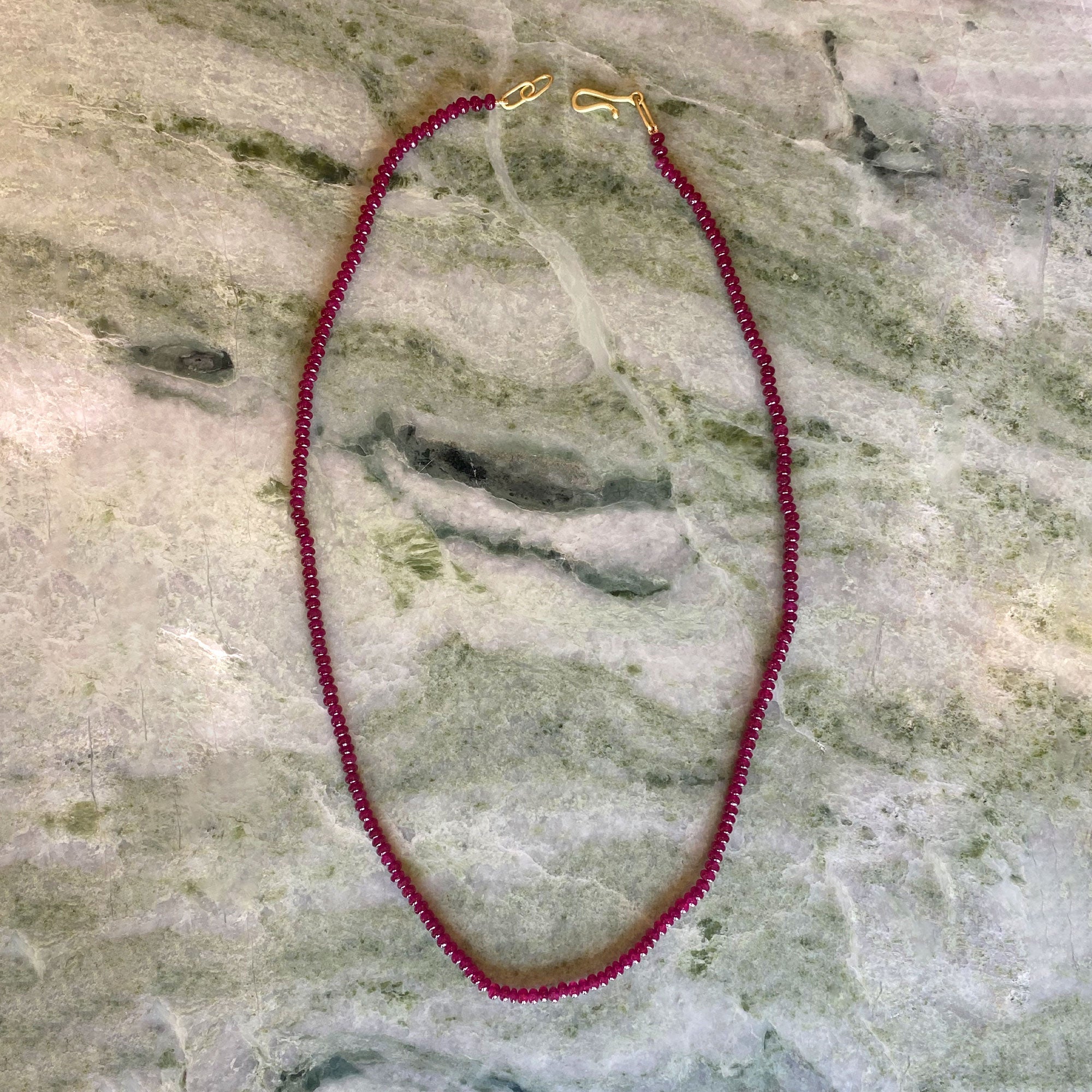 Mini Red Ruby Bead Necklace