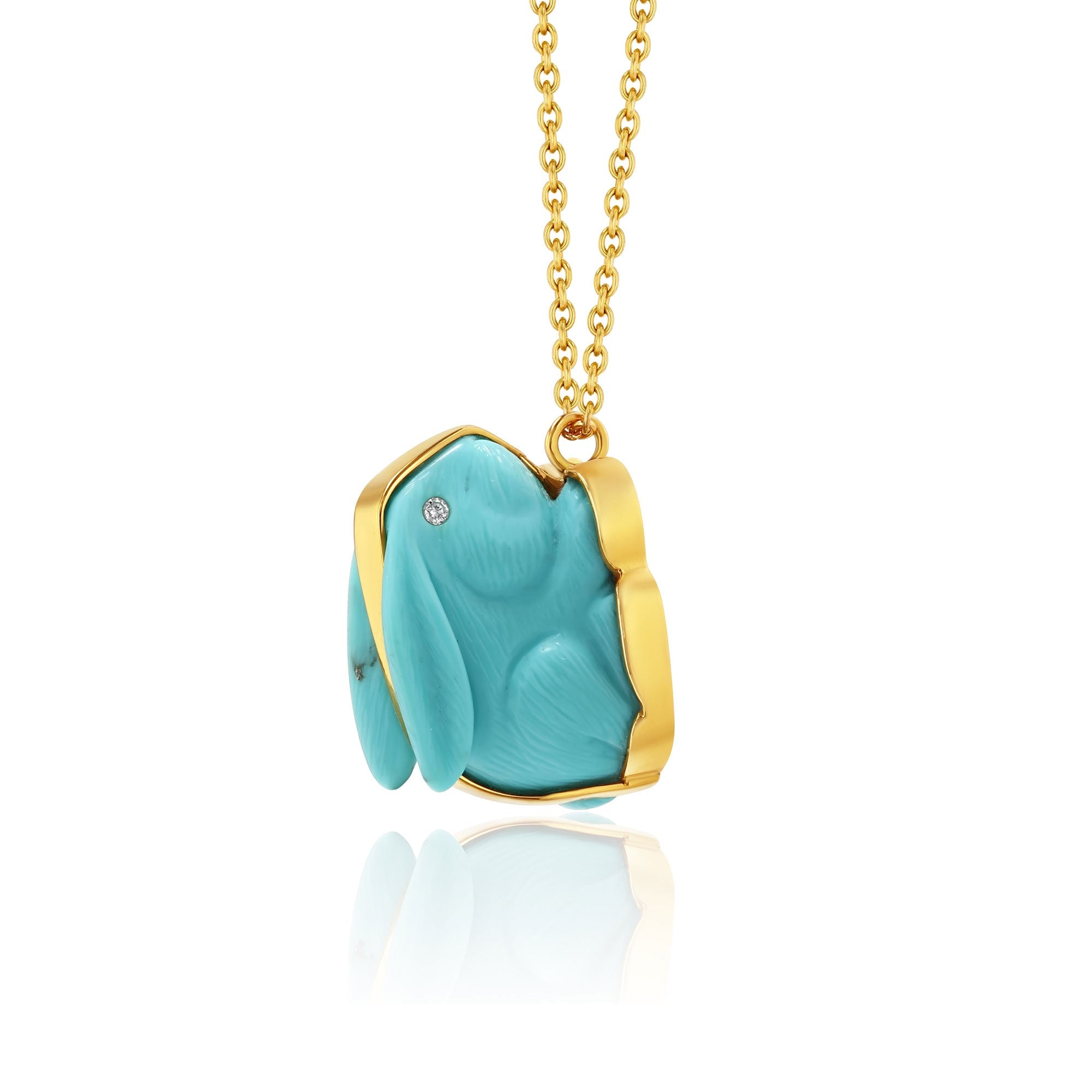 Turquoise Bunny Enamel Necklace