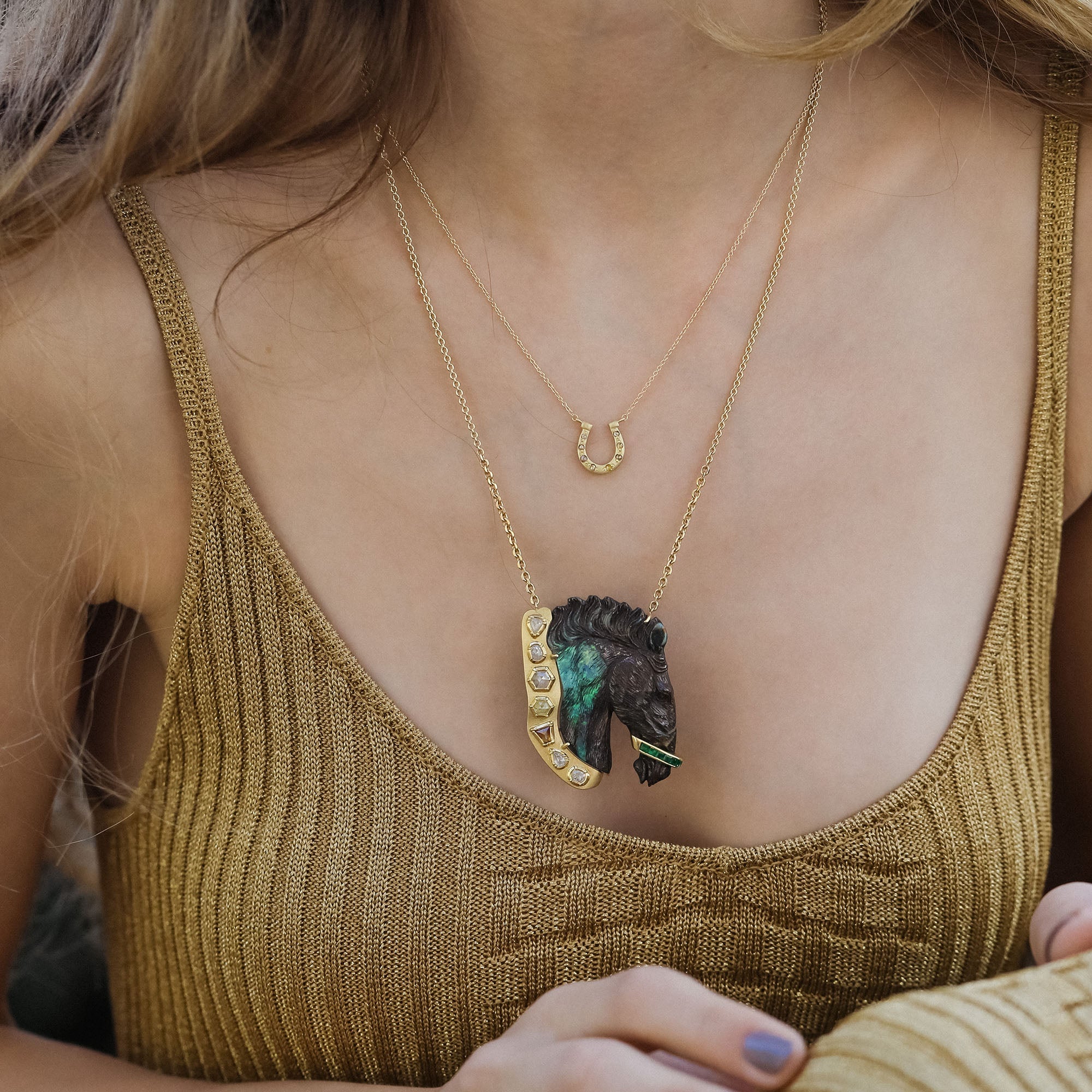 18k Gold Diamond Horseshoe Necklace | Brooke Gregson Fine Jewelry