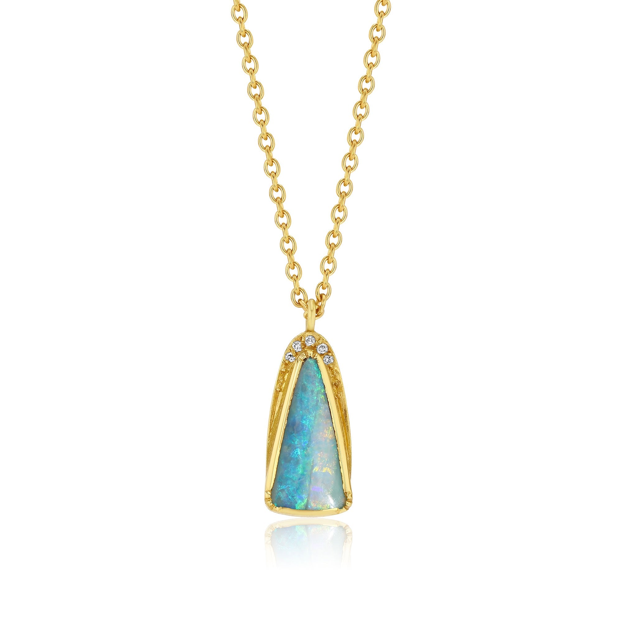 Opal Teardrop Halo Necklace