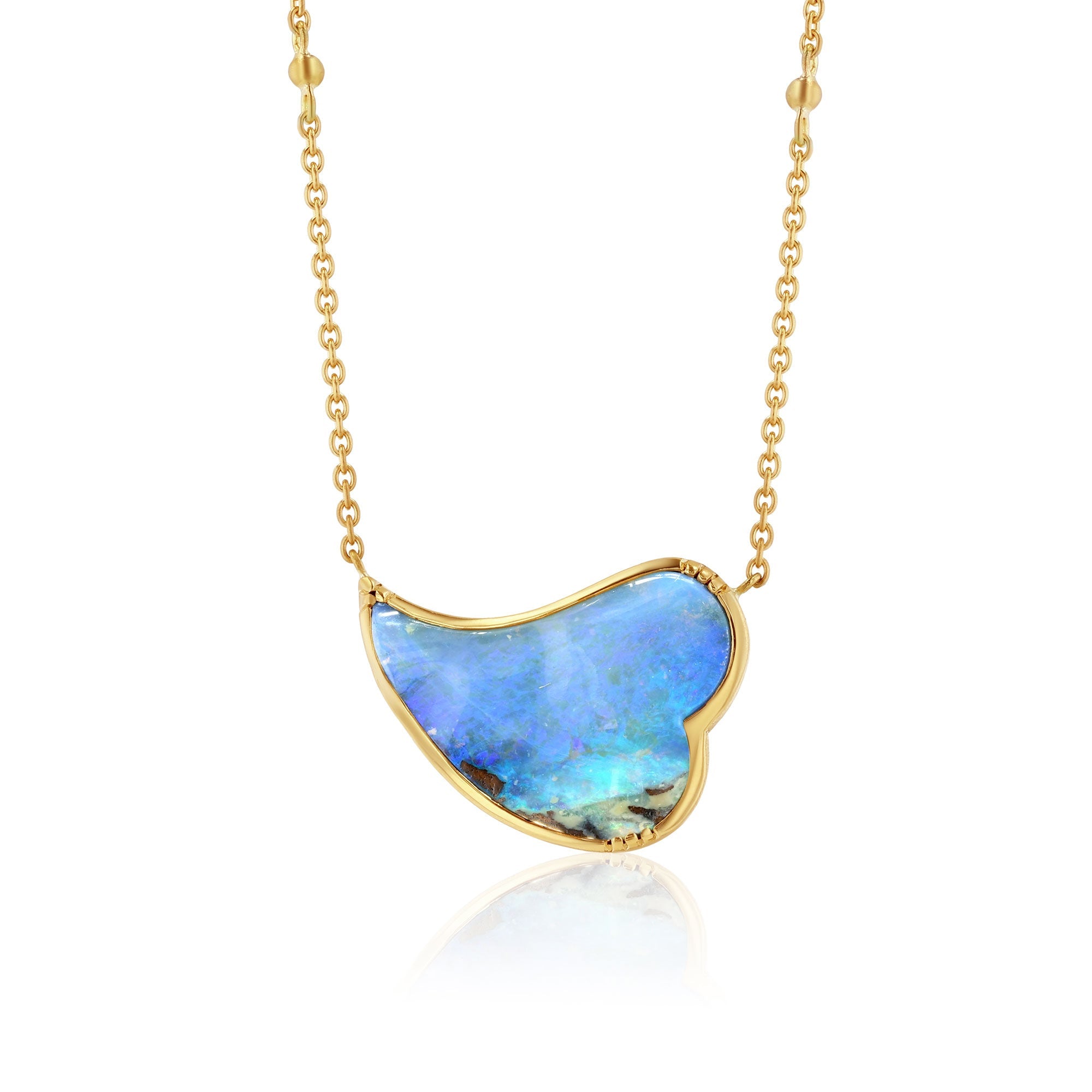Boulder Opal Floating Heart Necklace