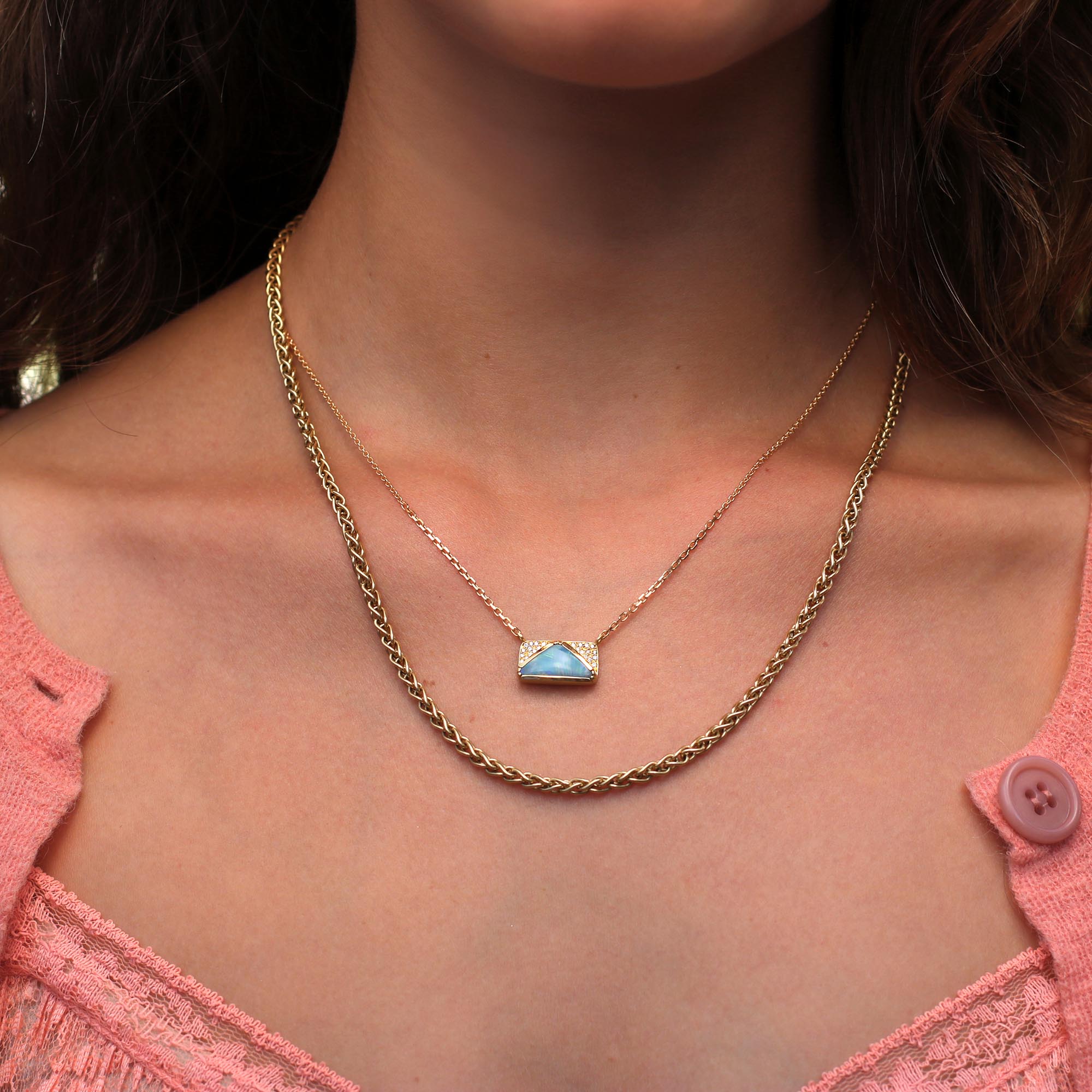 Boulder Opal Diamond Geo Necklace