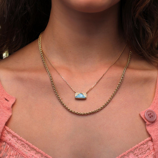 Boulder Opal Diamond Geo Necklace