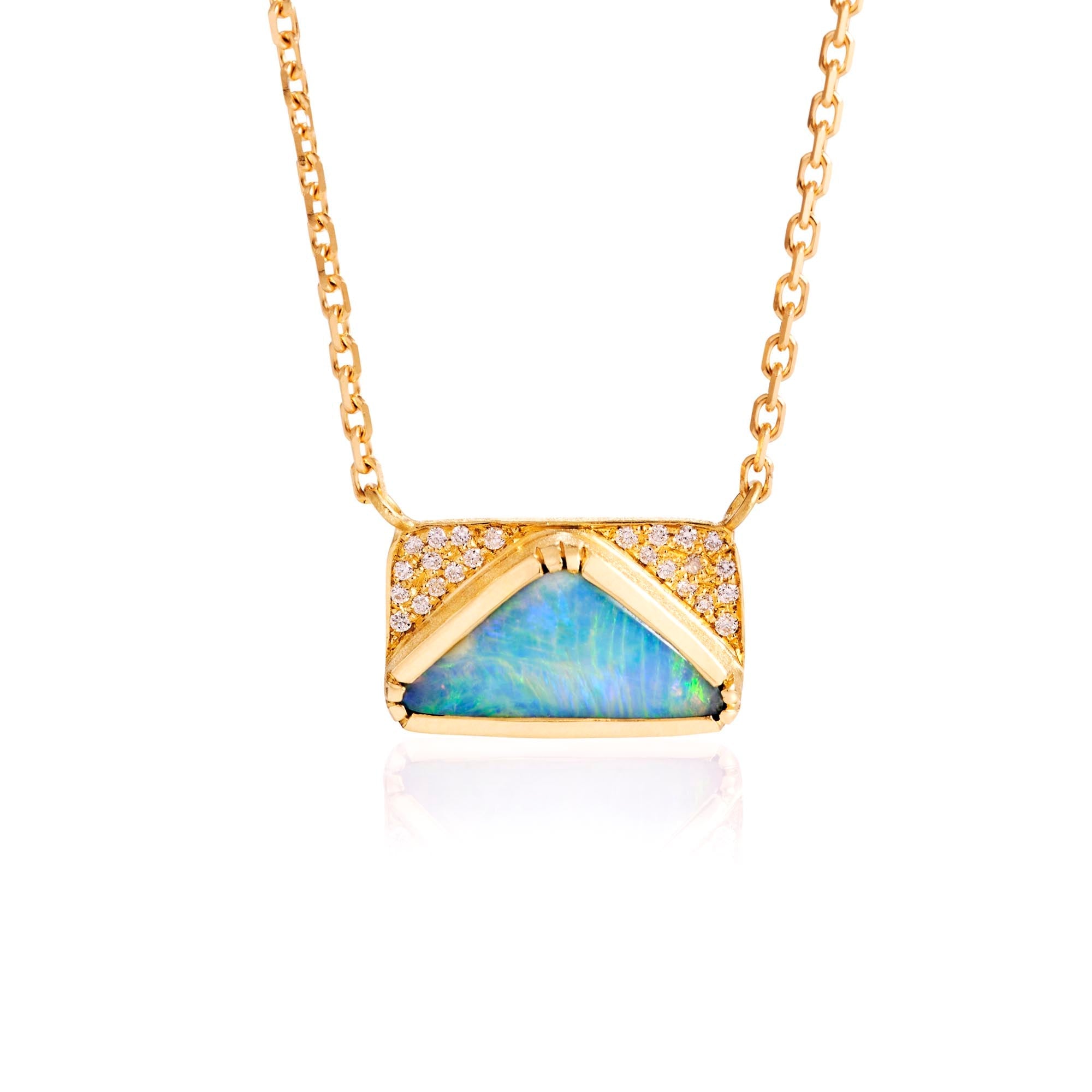 Boulder Opal Diamond Geo Necklace