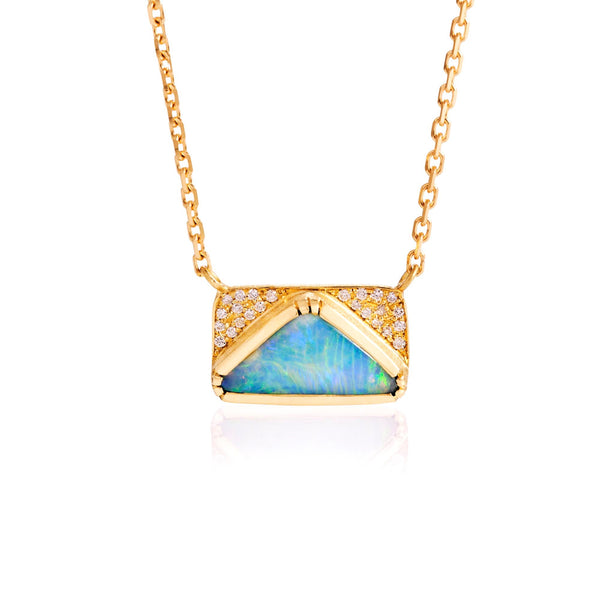 Boulder Opal Diamond Geo Necklace