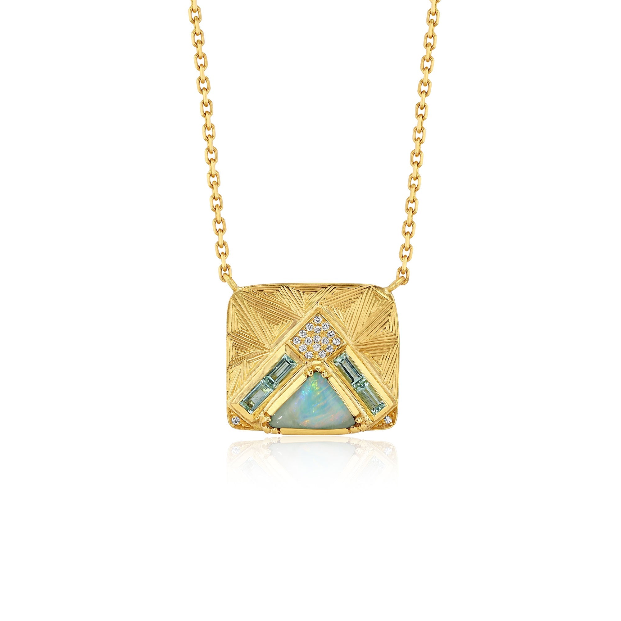 Boulder Opal Emerald Geo Necklace
