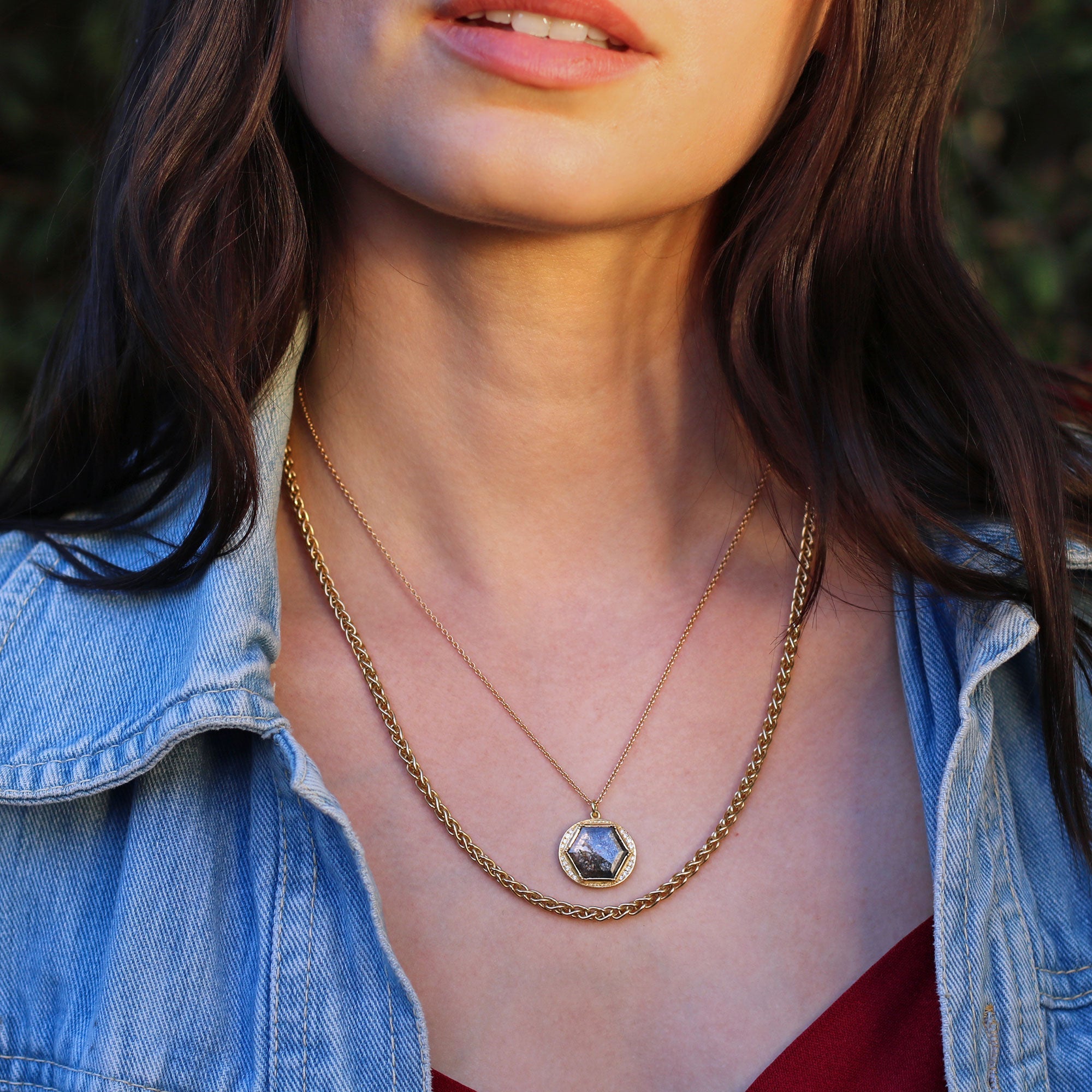 Diamond Geo Halo Necklace