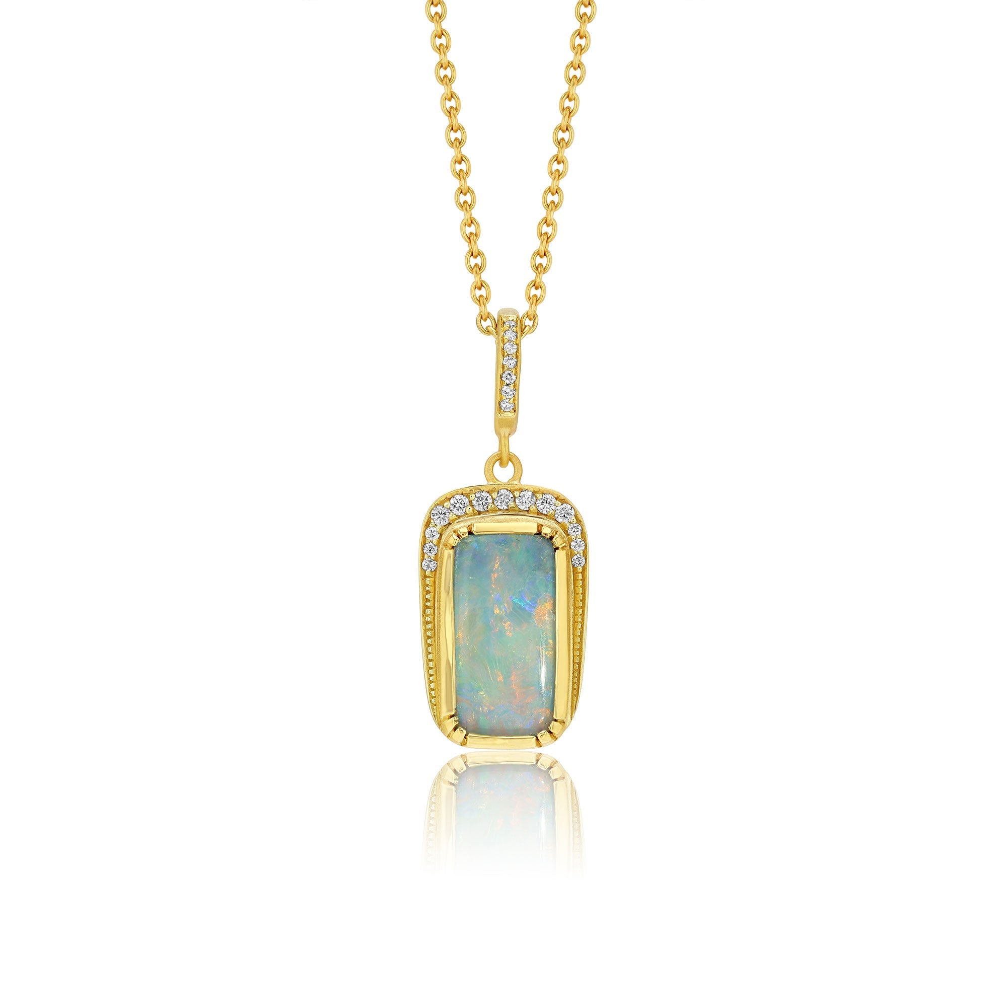 Opal Diamond Halo Necklace