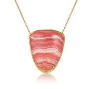 Rhodochrosite Halo Diamond Necklace