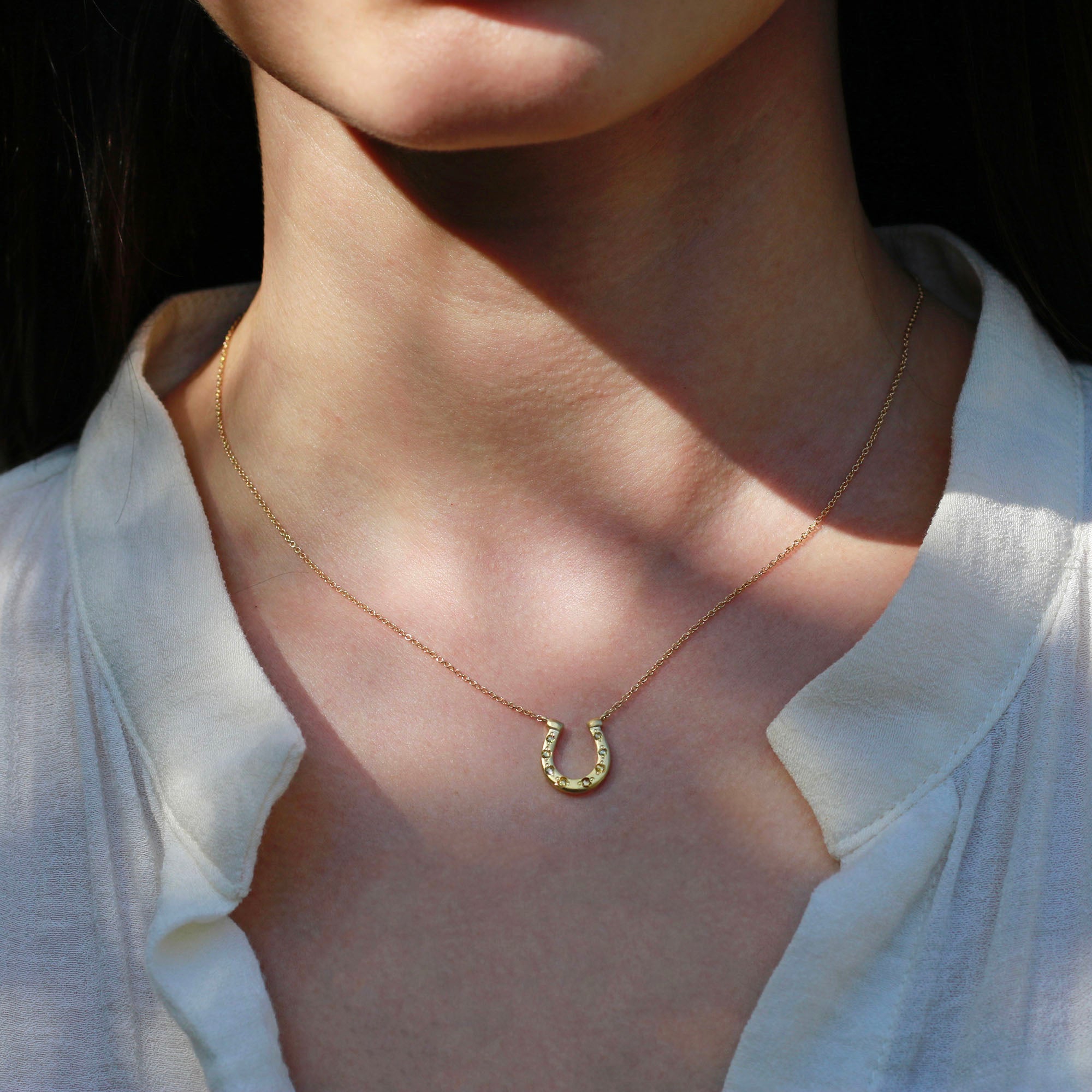 18k Gold Diamond Horseshoe Necklace | Brooke Gregson Fine Jewelry