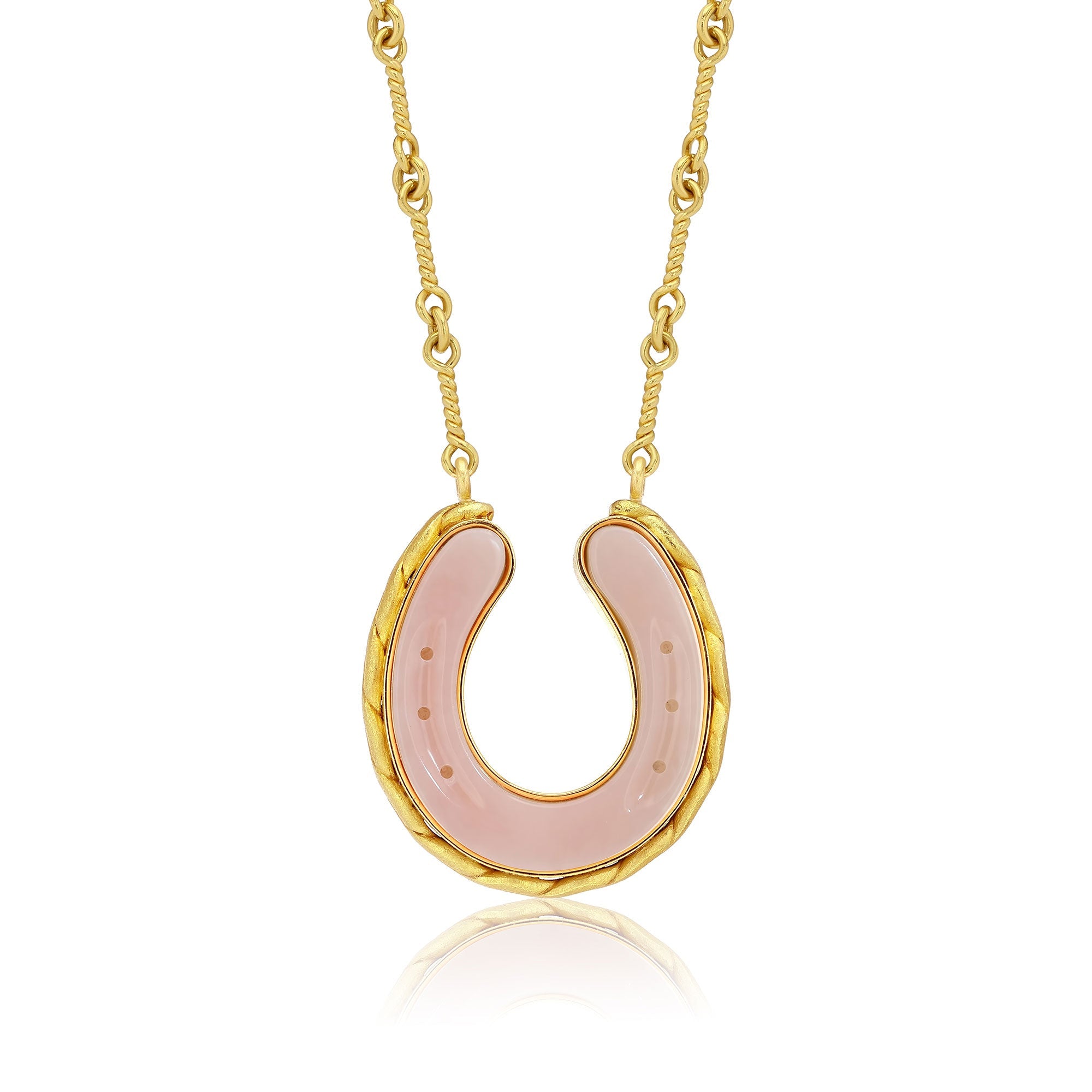 Pink Opal Horseshoe Necklace