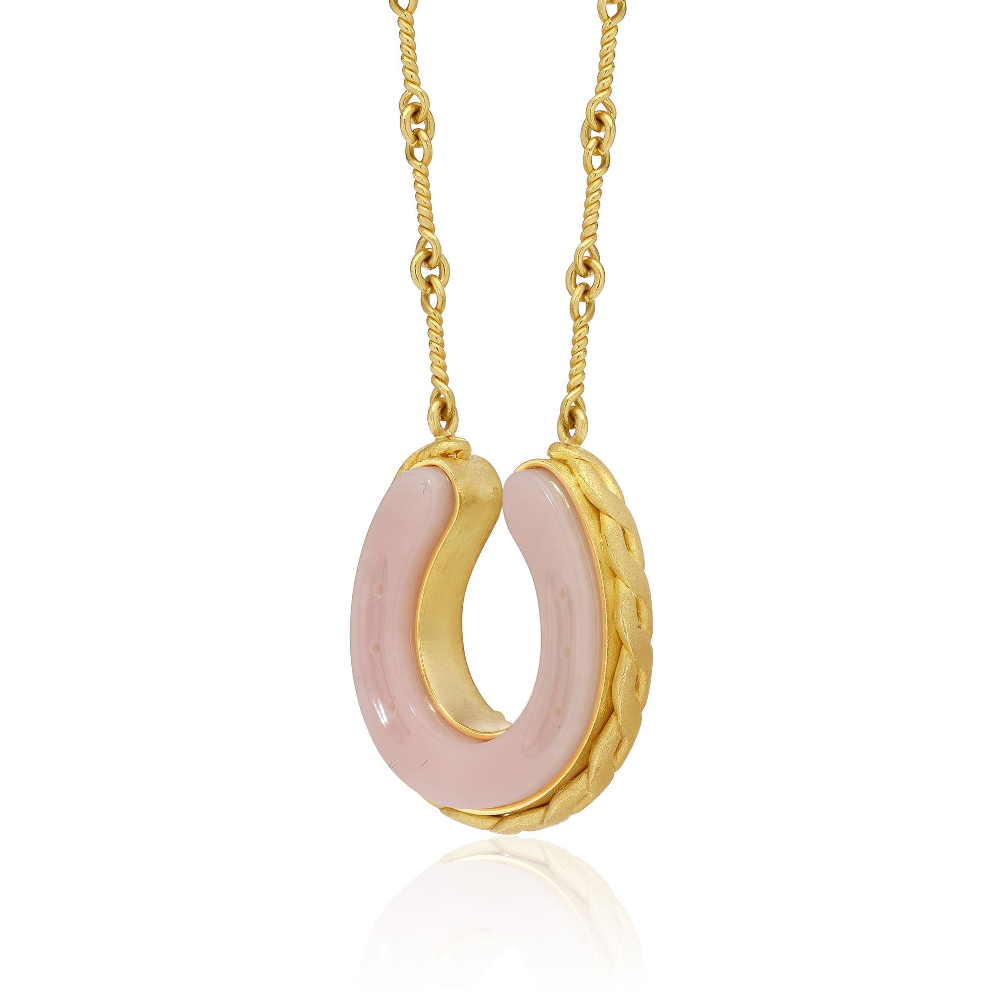 Pink Opal Horseshoe Necklace